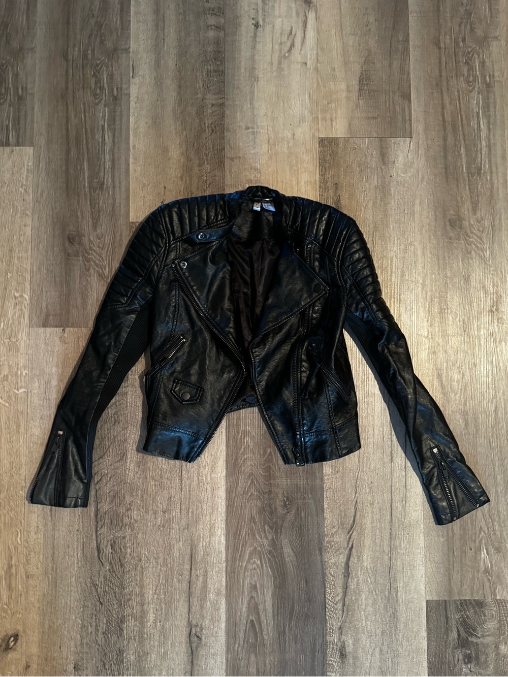 Divided Black Faux Leather Biker Jacket